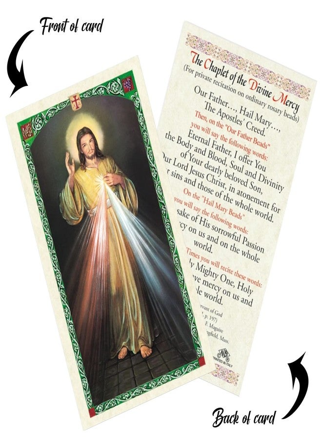 Trendzeen Divine Mercy Chaplet - Prayer Card, Divine Mercy Rosary with Centerpiece, Red and White Beads, Jesus Christ Cross Crucifix, Case, The Lord's Prayer Card | Catholic Set Of 4 Items - Image 5