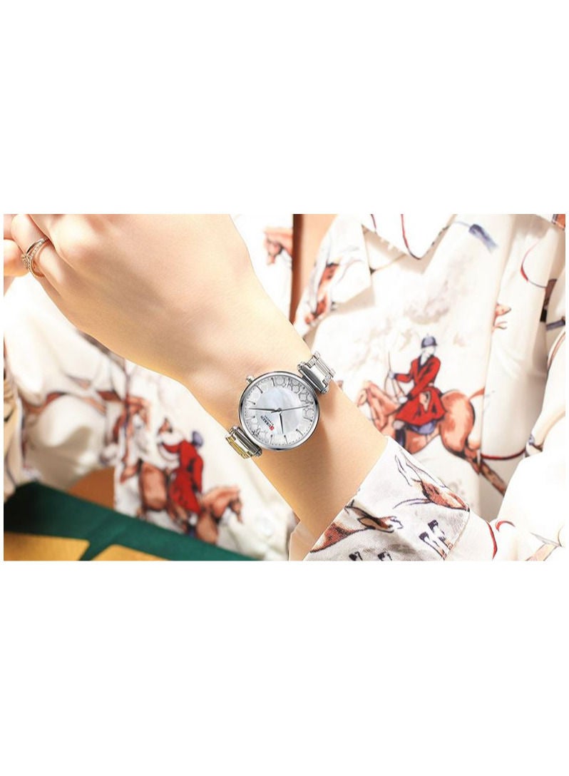 CURREN CURREN Women Watch Top Brand Luxury Silver Female Waterproof Clock Mesh Stainless Steel Bracelet Simple Ladies Wristwatch 9072 - Image 3