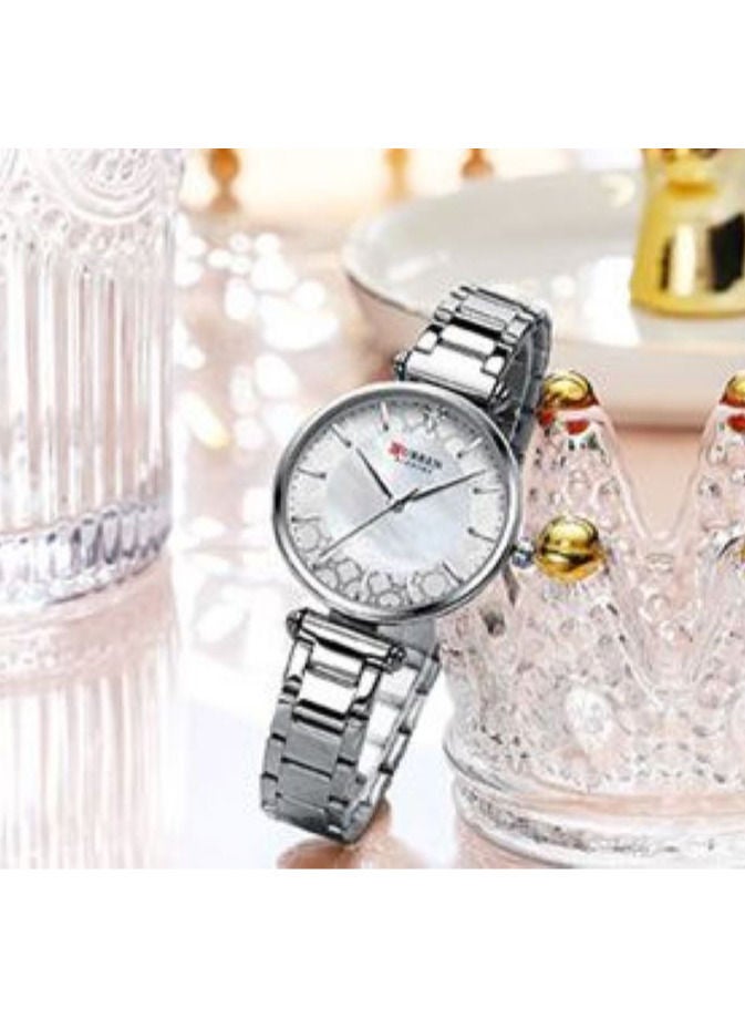 CURREN CURREN Women Watch Top Brand Luxury Silver Female Waterproof Clock Mesh Stainless Steel Bracelet Simple Ladies Wristwatch 9072 - Image 1