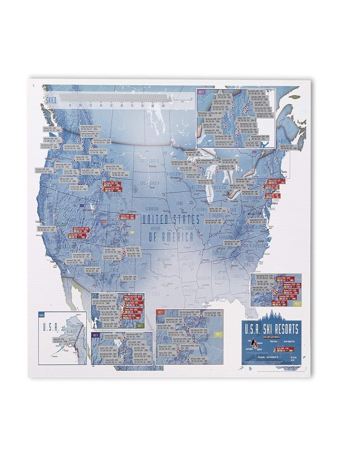 Maps International - Scratch Off USA Map Skiing Print - 17 x 22 inches - Image 1