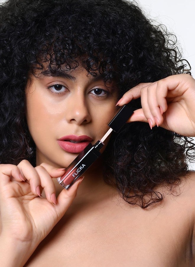 FLiCKA Set and Attack Liquid Matte Lipstick For Women| Transfer Proof, Smudge Proof, Non-Sticky, Creamy Lightweight Lipstick For Women, 24 Rush Crush, 7ml - Image 3