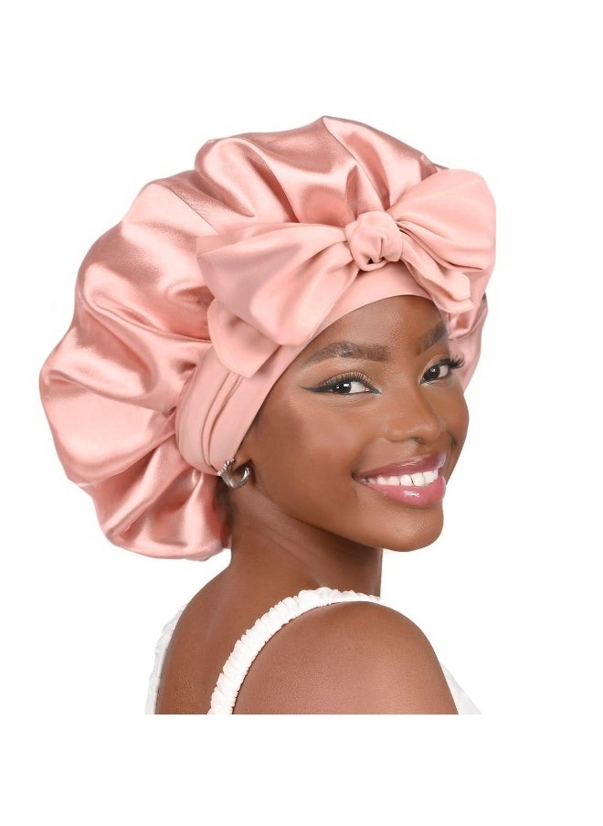 NIBEMINENT - Double Layer Satin Ribbon Bow Extra Large Hair Care Postpartum Cap - Image 1