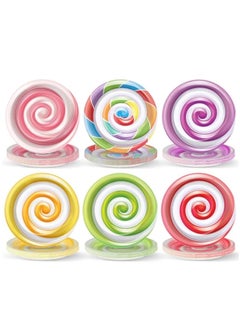 KASTWAVE 60Pcs Candy Themed Paper Plates, Candyland Paper Placemat, Disposable Party Paper Placemat, for Candyland Party Decorations, 7" Lollipop Candy Disposable Paper, Colorful Lollipop Candy Dinner Placemat  - Image 1