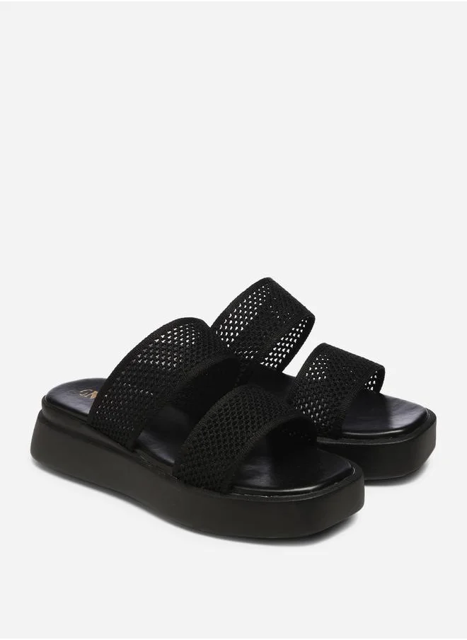 GNIST Textured Double Strap Flatform Sandals by Styli
