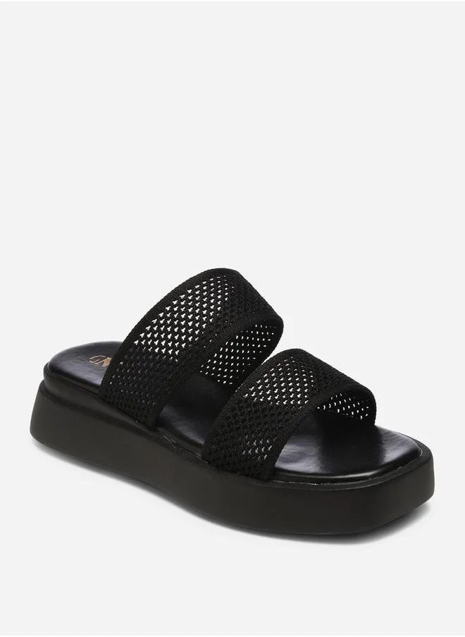 GNIST Textured Double Strap Flatform Sandals by Styli