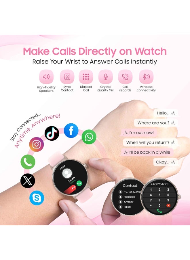 Xcell Selen 3 Women's Smartwatch | 1.27" AMOLED Display | Slim Design | IP67 | Bluetooth Calling | Heart Rate & SpO2 | Workout Detection |1 Week Battery | English & Arabic- Pink Frame & Silicon Strap - Image 3