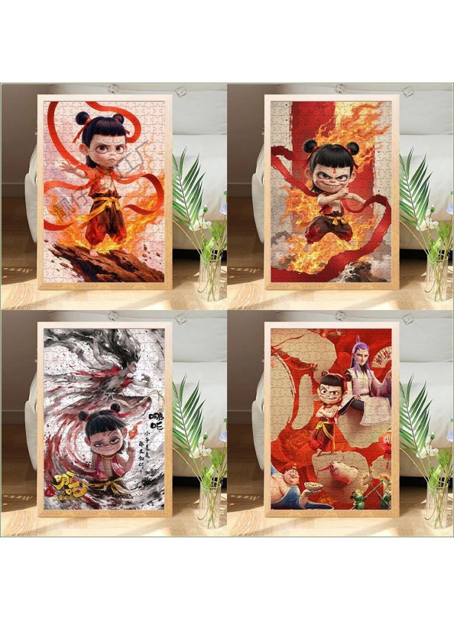 Loquat Nezha's Devil Boy Sea Puzzle 1000-Piece National Tide Handmade Educational Toy Gift Adult Decompression Photo Frame Ornaments-Colour:Nezha: The Devil Boy Haohai 5-1000 Pieces 50x75cm (including Phot - Image 3