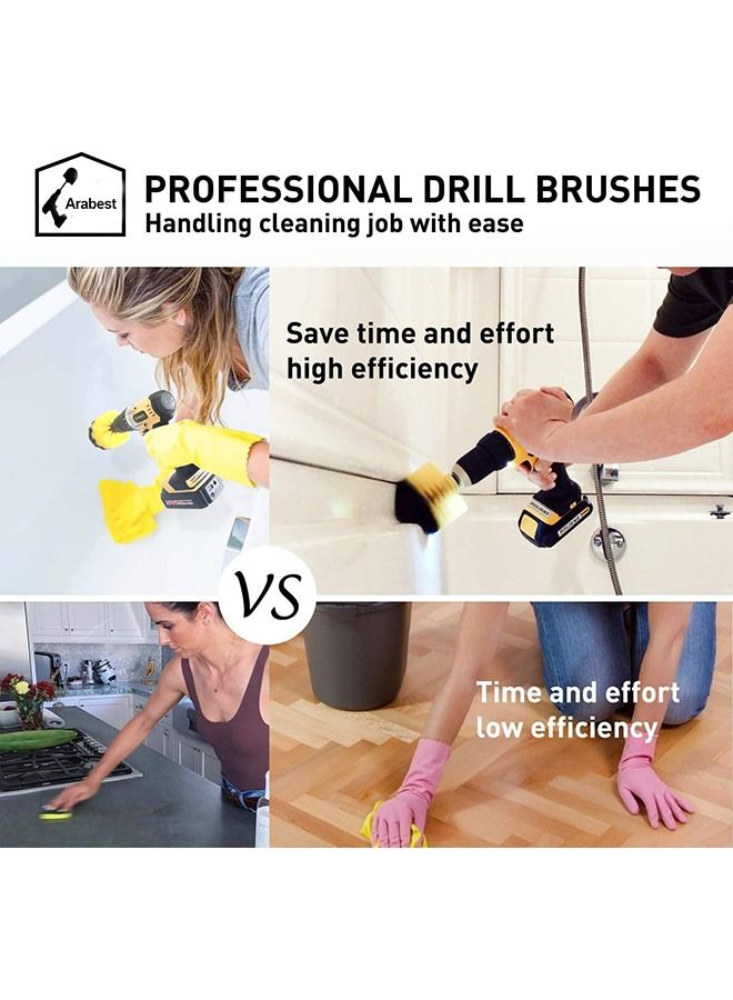HOMESTAR Drill Brush Attachments Set, 4pack Power Scrubber Cleaning Kit, All Purpose with Extend Attachment for Bathroom Surfaces Grout Floor Tub Shower Tile Kitchen and Car(White) - Image 3