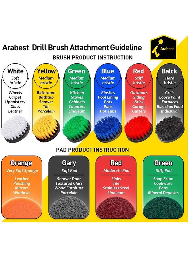 HOMESTAR Drill Brush Attachments Set, 4pack Power Scrubber Cleaning Kit, All Purpose with Extend Attachment for Bathroom Surfaces Grout Floor Tub Shower Tile Kitchen and Car(White) - Image 2