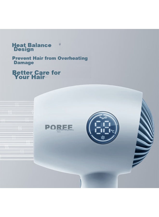 Flyco Hair Dryer For Home Use, Negative Ion High-power Gentle On Hair, Portable Dorm Hair Dryer With Intelligent Temperature Control And Led Display Ph1637 - Image 2