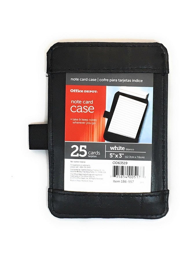 Office Depot Note Card Case Size 5 X 3 (12.7Cm X 7.6Cm) Index Card Holder Includes 25 Ruled Index Cards Black Faux Leather Front And Back Viewing Options Notecard Holder  - Image 1