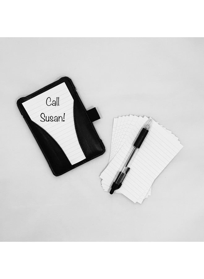 Office Depot Note Card Case Size 5 X 3 (12.7Cm X 7.6Cm) Index Card Holder Includes 25 Ruled Index Cards Black Faux Leather Front And Back Viewing Options Notecard Holder  - Image 3