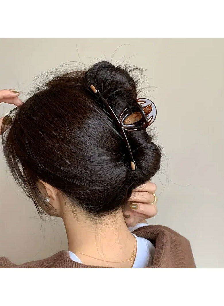 Goolsky 1pc Ladies Caramel Ancient Style Hair Grabber, Material Plastic/Resin One-Word Hair Grabber Large Plate Hair Shark Hair Grabber with High-end Temperament, Knocking Is Exquisite And Textured, Suitable for Outgoing, Cocktail Party, Party, Team Building, Dating Wear - Image 1