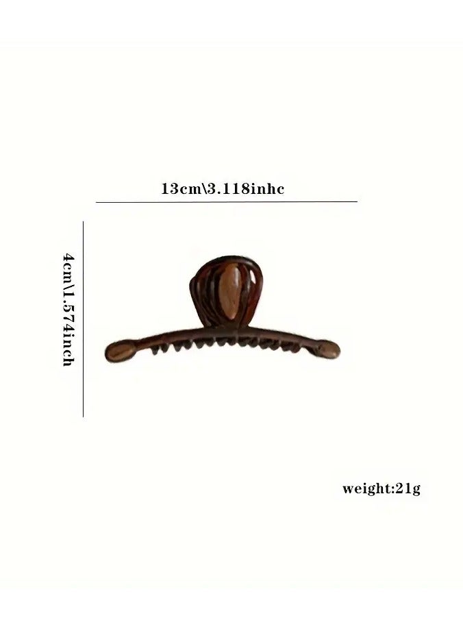 Goolsky 1pc Ladies Caramel Ancient Style Hair Grabber, Material Plastic/Resin One-Word Hair Grabber Large Plate Hair Shark Hair Grabber with High-end Temperament, Knocking Is Exquisite And Textured, Suitable for Outgoing, Cocktail Party, Party, Team Building, Dating Wear - Image 2