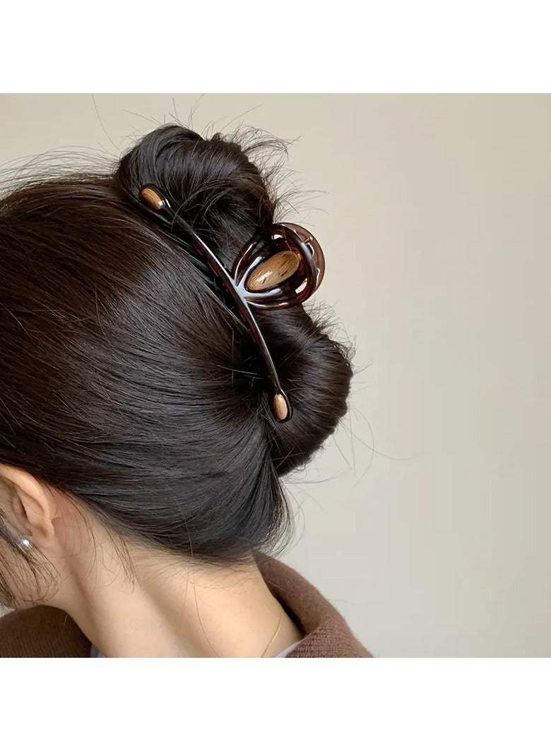 Goolsky 1pc Ladies Caramel Ancient Style Hair Grabber, Material Plastic/Resin One-Word Hair Grabber Large Plate Hair Shark Hair Grabber with High-end Temperament, Knocking Is Exquisite And Textured, Suitable for Outgoing, Cocktail Party, Party, Team Building, Dating Wear - Image 4