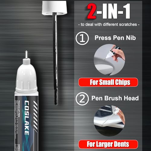 COSLAKE Car Touch Up Paint(Platinum Gray Metallic(LD7X/2R)) for Volkswagen, Car Paint Scratch Repair Kit, Quick & Easy Solution to Repair, 2 in 1 Scratch Remover Pen with 2PCS Disposable Micro Applicators - Image 3