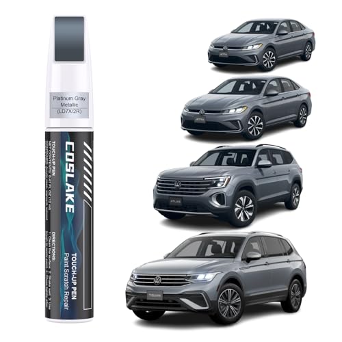 COSLAKE Car Touch Up Paint(Platinum Gray Metallic(LD7X/2R)) for Volkswagen, Car Paint Scratch Repair Kit, Quick & Easy Solution to Repair, 2 in 1 Scratch Remover Pen with 2PCS Disposable Micro Applicators - Image 1