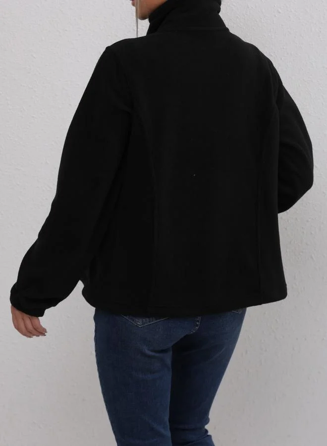 Take Two Take Two Women Black Fleece Zip Jacket