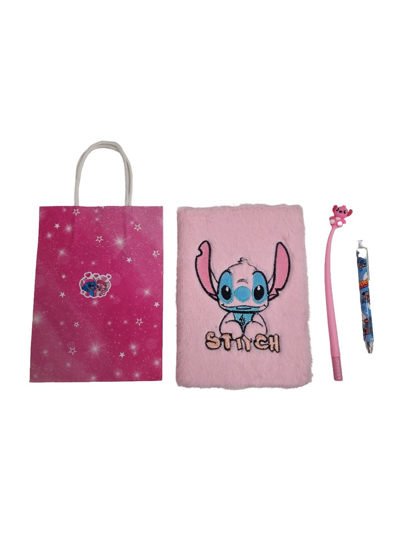 STITCH Pink Stitch plush notebook and 2 stitch pen birthday gift - Image 1