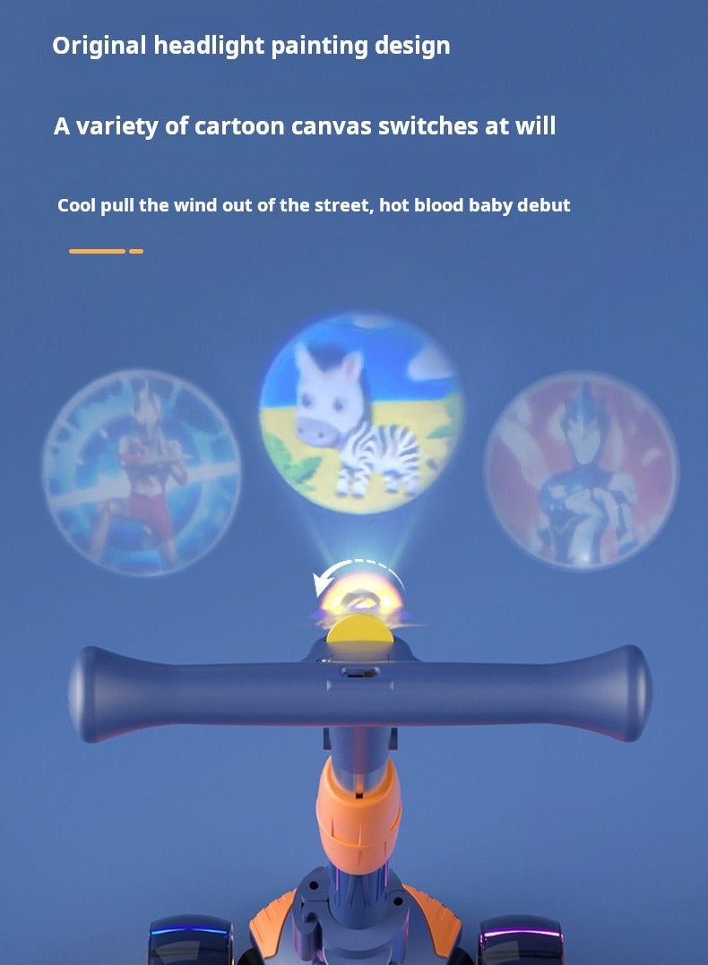 سكوتر للأطفال الذين تتراوح أعمارهم بين 2-6 و 12 سنة ، سكوتر فلاش كهدية للأطفال ، دراجة قابلة للطي للمبتدئين # 98 عجلات واسعة + إسقاط + إضاءة الموسيقى (أزرق داكن داكن) - Image 2