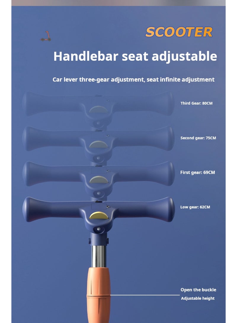 سكوتر للأطفال الذين تتراوح أعمارهم بين 2-6 و 12 سنة ، سكوتر فلاش كهدية للأطفال ، دراجة قابلة للطي للمبتدئين # 98 عجلات واسعة + إسقاط + إضاءة الموسيقى (أزرق داكن داكن) - Image 4