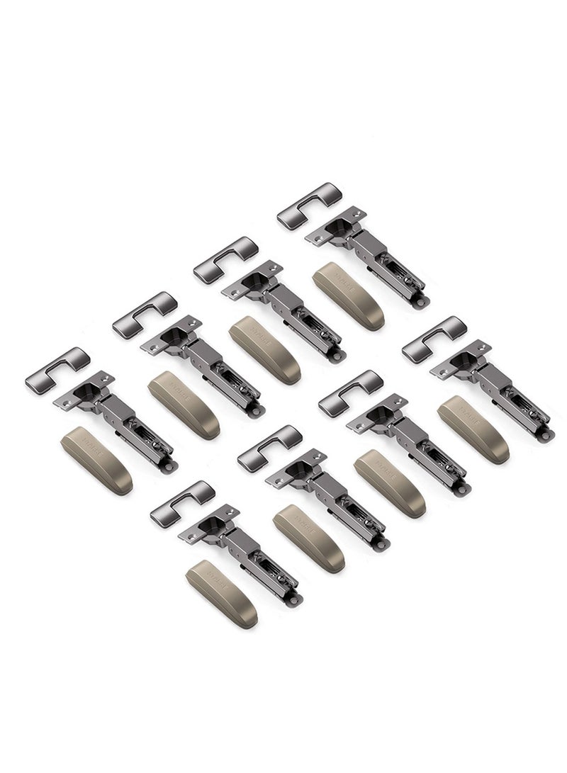 STARKE Pack of 8 Half Overlay Soft Close Cabinet Wingless Hinge -Black Electroplated, 95 Degree Opening Angle, 16-25mm Application, Strong Hydraulic System - Gold Protective Cover & Screws included. - Image 1