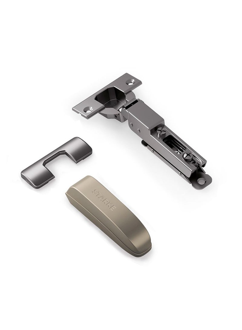 STARKE Pack of 8 Half Overlay Soft Close Cabinet Wingless Hinge -Black Electroplated, 95 Degree Opening Angle, 16-25mm Application, Strong Hydraulic System - Gold Protective Cover & Screws included. - Image 2