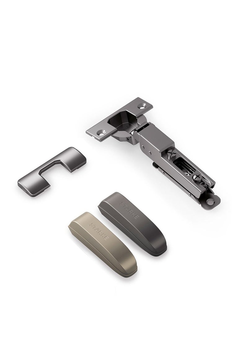 STARKE Pack of 8 Half Overlay Soft Close Cabinet Wingless Hinge -Black Electroplated, 95 Degree Opening Angle, 16-25mm Application, Strong Hydraulic System - Gold Protective Cover & Screws included. - Image 3