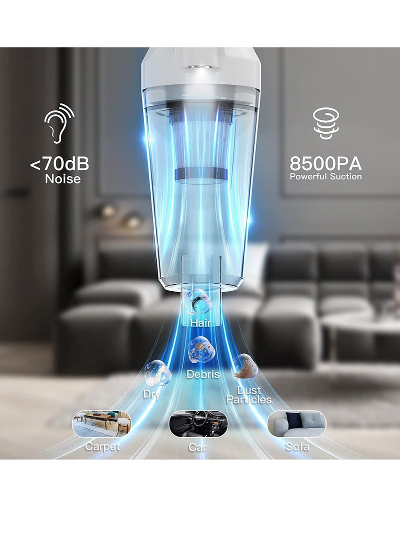 Handheld Vacuum Cleaner Cordless, Rechargeable Handheld Hoover with 8500PA Strong Suction, Portable Handheld Vacuum Hoover Cordless for Home, Office, Car and Pet Hair - Image 4