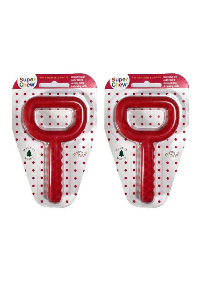Chewy Tubes Super Tubes Red Teether, 2-Pack - Image 1