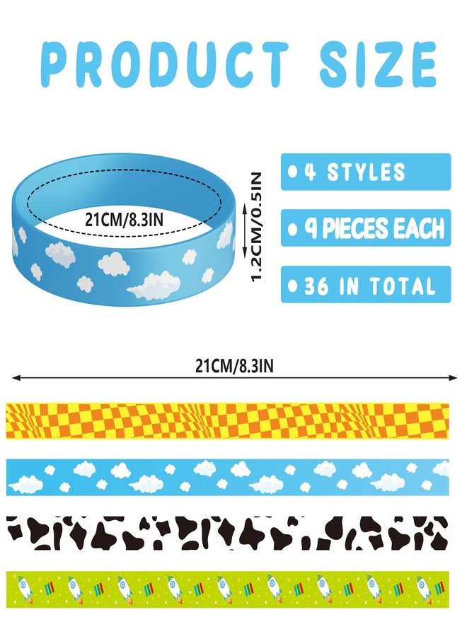 CHENRINDECO Cartoon Story Silicone Bracelets 36Pcs Cow Pattern Birthday Party Bracelets for Toy Themed Birthday Favors Party Supplies - Image 3