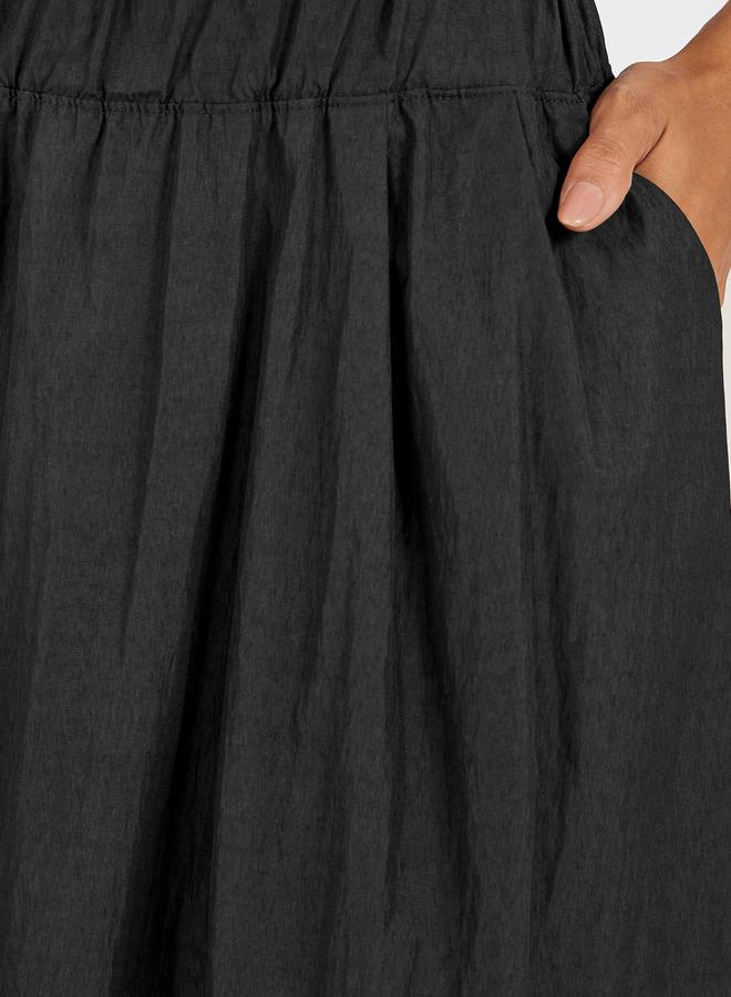 Styli Pleated A-Line Midi Skirt with Elasticated Waistband  - Image 3