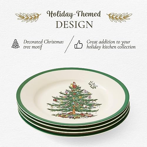 Spode 7.25" Salad Plate - Christmas Tree Design | Stoneware - Dishwasher, Microwave, Freezer Safe | Holiday Dinnerware Décor - Gifting Ideas, Gathering Serveware - Round Serving Dish - Image 3