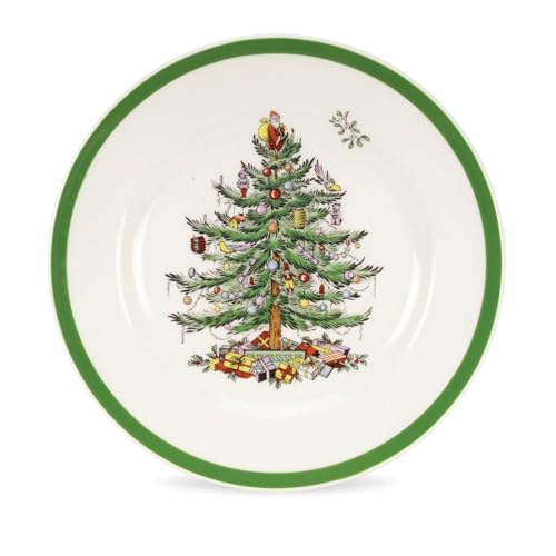 Spode 7.25" Salad Plate - Christmas Tree Design | Stoneware - Dishwasher, Microwave, Freezer Safe | Holiday Dinnerware Décor - Gifting Ideas, Gathering Serveware - Round Serving Dish - Image 1
