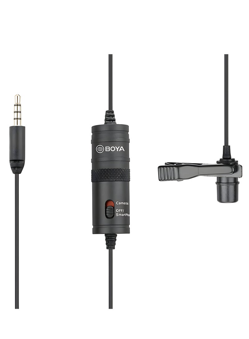 بويا ميكروفون BOYA لافالير، موديل BY-M1، 3.5 مم، لالتقاط صوت ممتاز في الفيديو والتسجيلات الصوتية، مع بطارية LR44،كابل 6 متر، أسود - Image 3