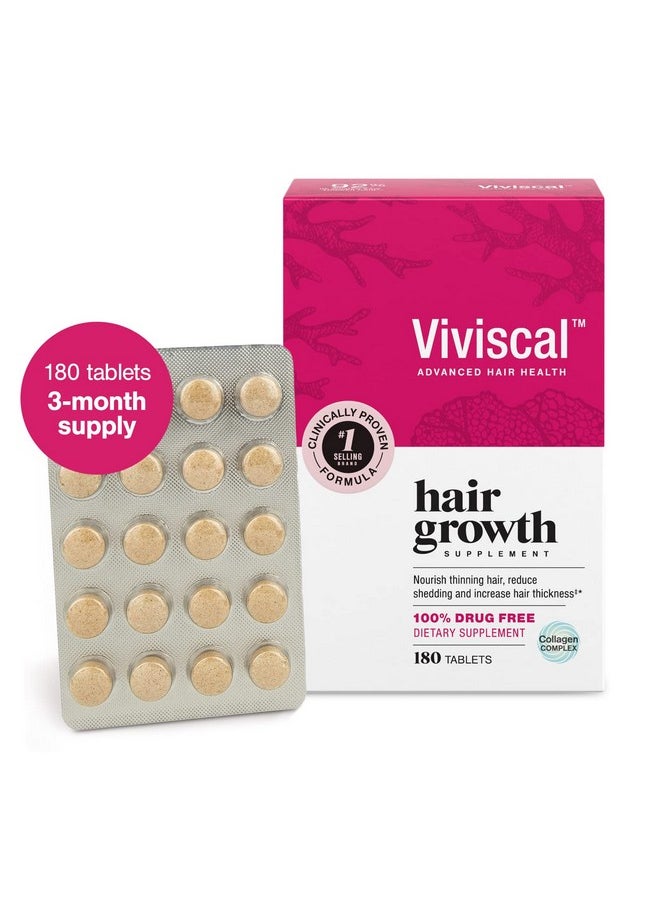 Viviscal - Iviscal Hair Growth Supplements For Women Clinically Proven Hair Growth Product With Proprietary Collagen Complex Results Of Thicker Fuller Hair Nourish Hair Loss 180 Tablets 3 Month Supply - Image 1