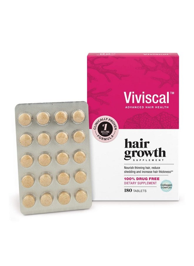 Viviscal - Iviscal Hair Growth Supplements For Women Clinically Proven Hair Growth Product With Proprietary Collagen Complex Results Of Thicker Fuller Hair Nourish Hair Loss 180 Tablets 3 Month Supply - Image 1
