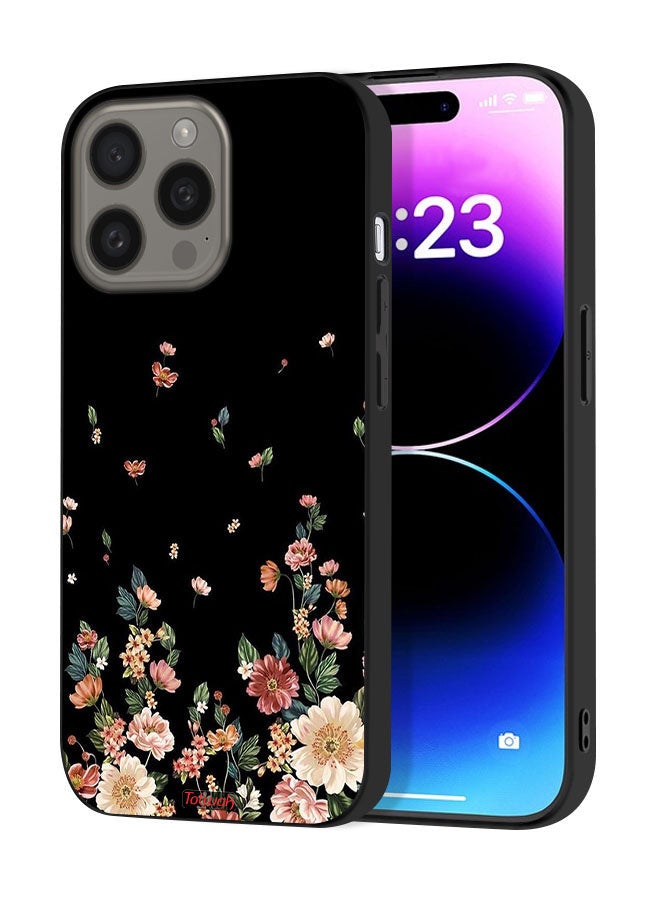 Tolwak غطاء حماية آبل آيفون 15 برو ماكس مزخرف بزهور صغيرة في الأسفل - Image 1