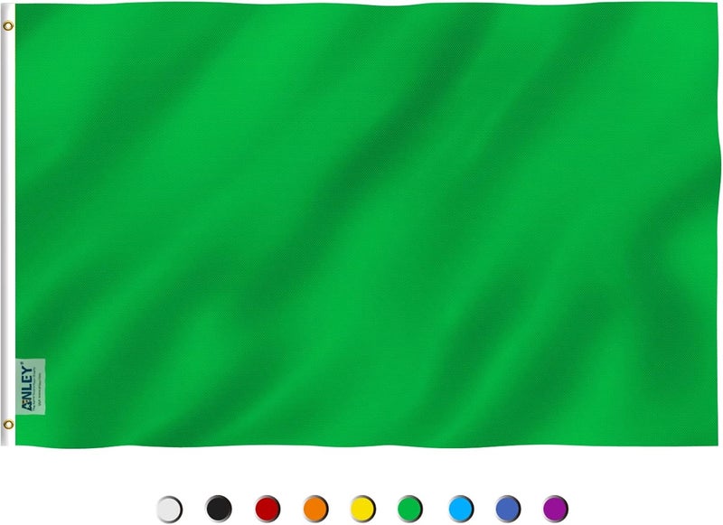 Anley Fly Breeze 3x5 Foot Solid Green Flag - Vivid Color and Fade Proof - Canvas Header and Double Stitched - Plain Green Flags Polyester with Brass Grommets 3 X 5 Ft - Image 1