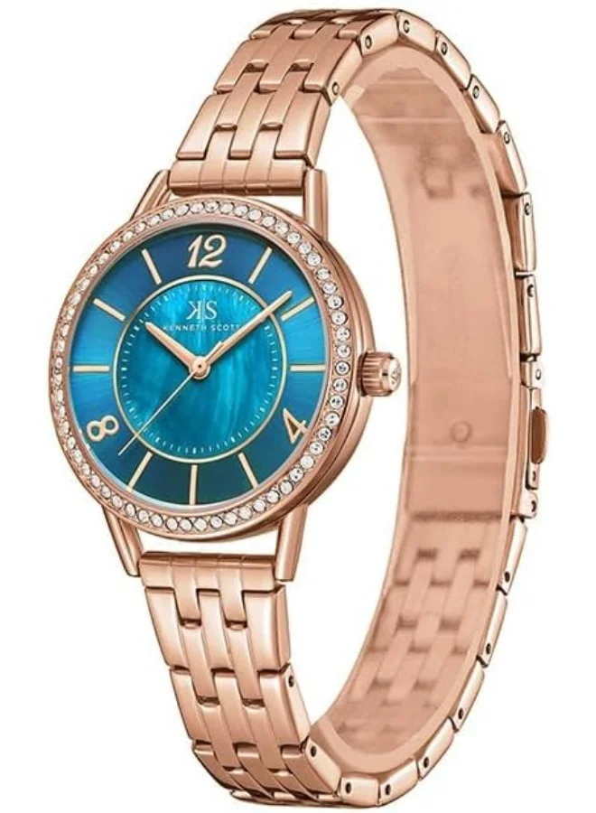 KENNETH SCOTT Kenneth Scott Women's PC21 Movement Watch, Analog Display and Stainless Steel Strap - K23537-RBKMN, Rose Gold