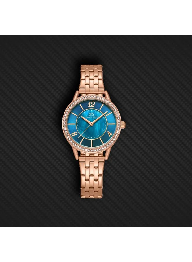 Kenneth Scott Blue Kenneth Scott Women's PC21 Movement Watch, Analog Display and Stainless Steel Strap - K23537-RBKMN, Rose Gold for Women | Best Price UAE