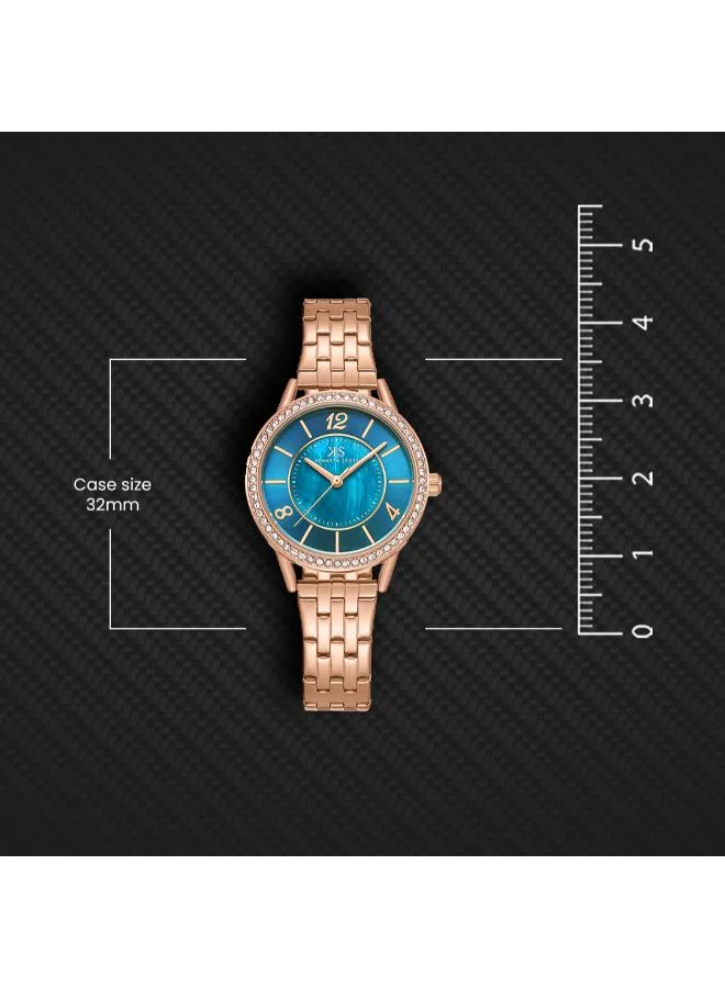 Kenneth Scott Blue Kenneth Scott Women's PC21 Movement Watch, Analog Display and Stainless Steel Strap - K23537-RBKMN, Rose Gold for Women | Best Price UAE