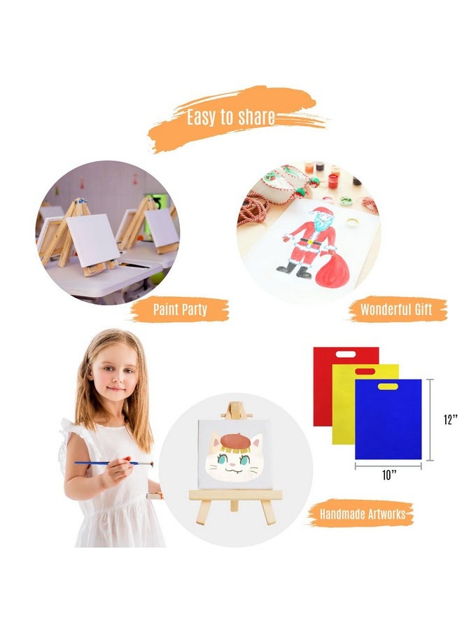 JYfeel - Mini Canvas And Easel Set For Kids,12 Sets All-In-One Small Canvas Kids Painting Kit, With Mini Canvases, Easels, Brushes & Aprons - For Sip & Paint Party & Art Supplies - Image 1