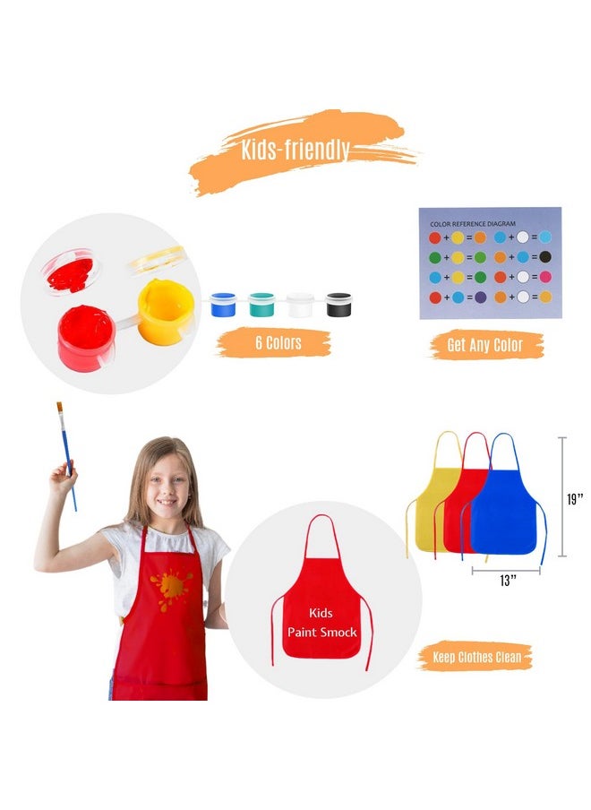 JYfeel - Mini Canvas And Easel Set For Kids,12 Sets All-In-One Small Canvas Kids Painting Kit, With Mini Canvases, Easels, Brushes & Aprons - For Sip & Paint Party & Art Supplies - Image 1