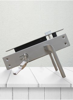 TISMpro Door Handle Lock Set - Aluminum Handle with Lock Body, Cylinder, and 5 Computer Keys with Mounting Screws, TP-7002 Set (MSN)  - Image 1