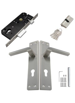 TISMpro Door Handle Lock Set - Aluminum Handle with Lock Body, Cylinder, and 5 Computer Keys with Mounting Screws, TP-7002 Set (MSN)  - Image 3