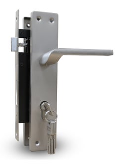 TISMpro Door Handle Lock Set - Aluminum Handle with Lock Body, Cylinder, and 5 Computer Keys with Mounting Screws, TP-7002 Set (MSN)  - Image 2