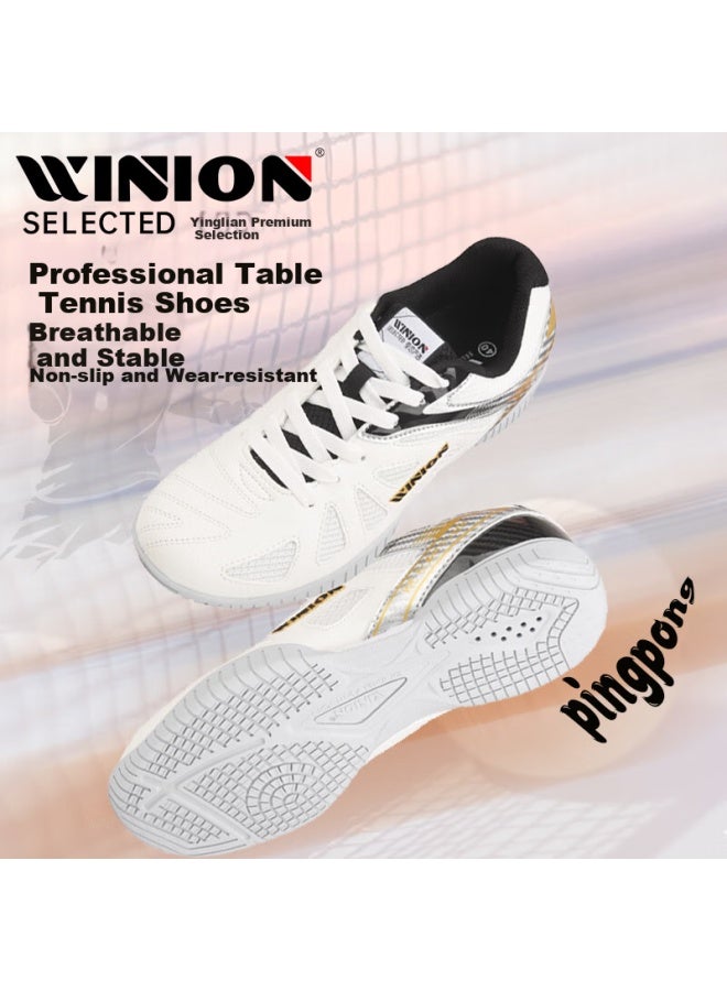E-lian Tt Winion Premium Table Tennis Shoes Uni Non-slip Wear-resistant Sports Shoes White Black Size 36 - Image 1