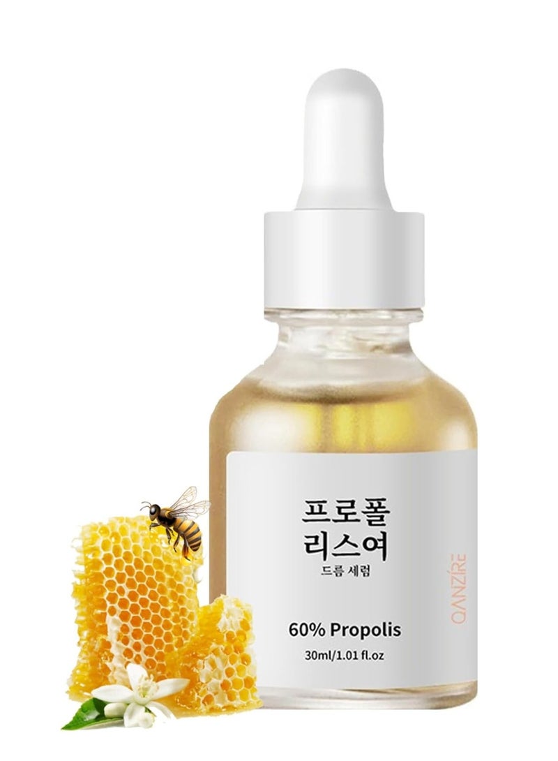 QANZIRE سيروم توهج الوجه مع البروبوليس والنياسيناميد، سيروم العناية بالبشرة الكورية لجميع أنواع البشرة، جوهر مرطب للبشرة الحساسة، الخطوط الدقيقة، لون البشرة غير المتساوي، العناية بالبشرة الكورية (30 مل، 1 أونصة سائلة) - Image 1