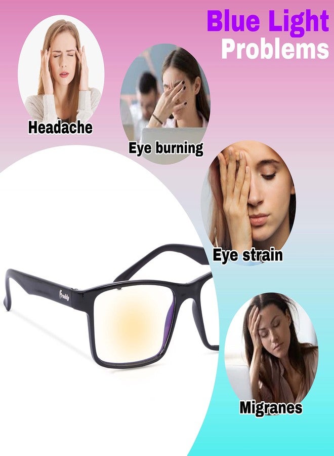 فريدي نظارات قراءة طبية للجنسين من فريدي، بإطار أسود كامل، مضادة للانعكاس، وعدسات زرقاء، مناسبة للهواتف المحمولة وأجهزة الكمبيوتر المحمولة والأجهزة اللوحية +1.50 - Image 3